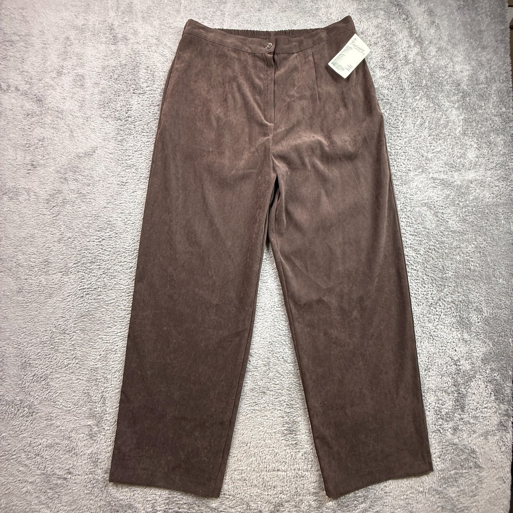 Vintage Chocolate Brown Toujours Womens High Waist Pull On Pants NWT XL Relaxed